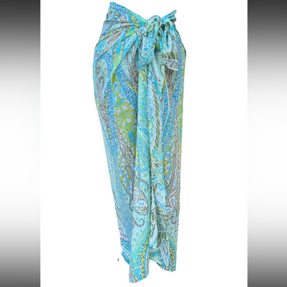 Gorgeous Anne Klein paisley pastel blues/ greens scarf/wrap/coverup. 52”x72”